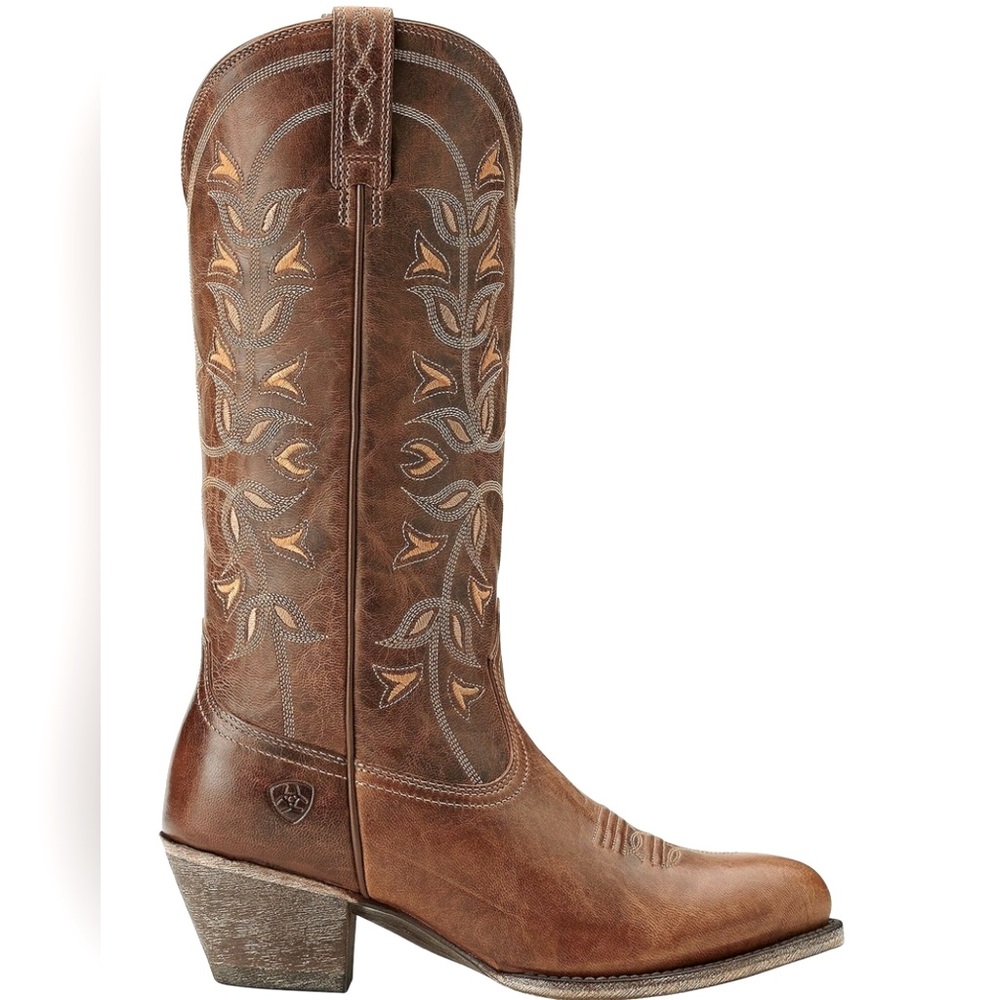 Ariat Brown Leather Embroidered Western Heeled Boots